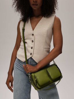 Сумка багет на плечо Deboro 31103 зеленый бамбук