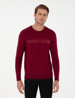 K_rm_z_ Slim Fit Bisiklet Yaka Y_n Kar___ml_ Triko Kazak