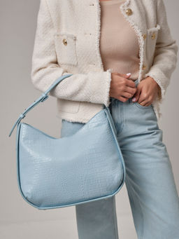 Сумка тоут кожаная Deboro 30422 голубая вода