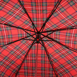 Зонт механический Шотландка плащевка, 8 лучей, д/купола 94см, 3 сложения, 24см в сложенном виде, пластмассовая ручка, красный с зеленым, 210гр (Китай) - Домашняя мода фото 5