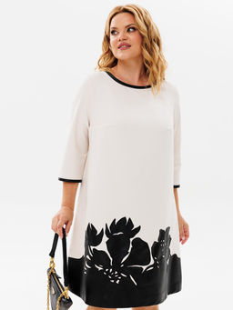 Платье молочного цвета в цветами из экокожи - Almond фото 4