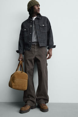 RELAXED FIT FLOCKED STRIPED TROUSERS - Zara фото 15