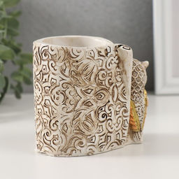 Фигурка-карандашница полистоун «Филины с орнаментом», 6.5×8.5×9 см