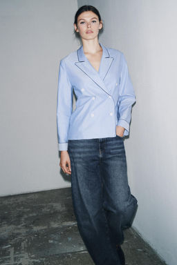 ZW COLLECTION CONTRAST PIPING WRAP SHIRT - Zara фото 6