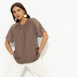 Футболка комбинированная с кружевом Гармония без усилий - Charutti фото 2