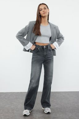 TRENDYOLMILLA Antrasit Yuksek Bel Wide Leg Jeans TWOAW25JE00101  фото 2