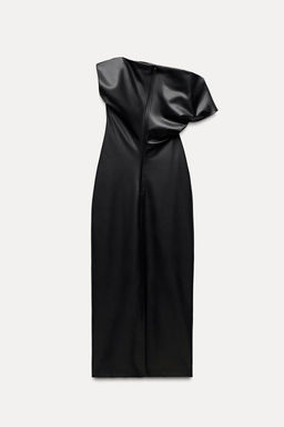 ZW COLLECTION DRAPED FAUX LEATHER DRESS - Zara фото 10
