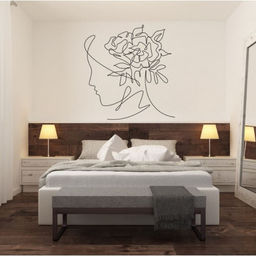 Наклейка интерьерная интерьерная чёрная Абстракция. Девушка с цветами на голове, пластик, 40?60 см