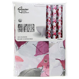 Штора для ванной полиэстер 180х180см "Грация" "Камелия", 12 колец, в пакете (Китай)