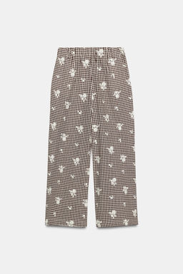 PANTAL?N CULOTTE CUADROS BORDADOS SET / Marr?n / Crudo - Zara фото 7
