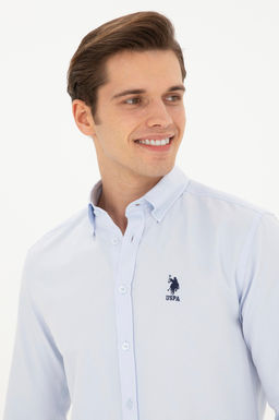 Мужская голубая базовая рубашка с длинным рукавом - U.s. polo assn фото 2