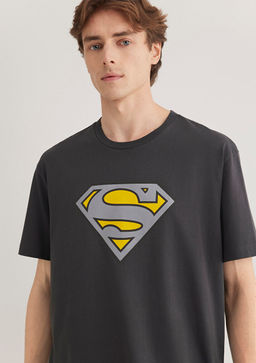 Superman Bask?l? Antrasit Tisort