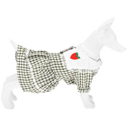 Пэт тойс (Pet toys) Одежда для собаки Платье с вышивкой, с кружевом, на кнопках р-р XL, длина спинки 34см/обхват груди 42см/обхват шеи 32см, цвет-хаки, 100% полиэстер (Китай) - Домашняя мода фото 2