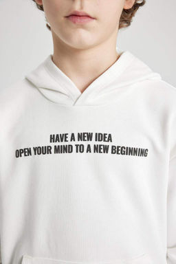 Толстовка оверсайз с капюшоном и принтом для мальчиков - Defacto фото 7