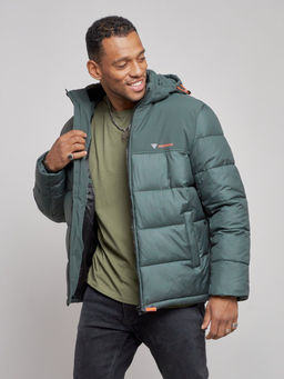 Куртка мужская зимняя с капюшоном спортивная великан цвета хаки 8377Kh