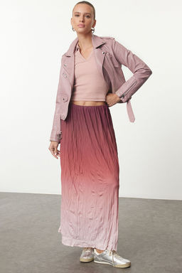 Bordo Klos Degrade Gecisli K?r?s?k Pilise Maxi Esnek Etek TWOAW25ET00112 - Trendyolmilla фото 2