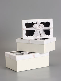 Набор подарочных коробок 3 в 1, прямоугольные с окном, белый, 23×16×9.5; 21×14×8; 19×12×6.5 см