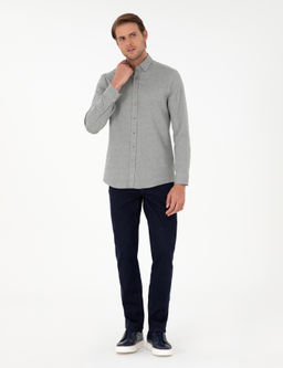 Рубашка Pierre Cardin Slim Fit светло‑хаки с длинным рукавом