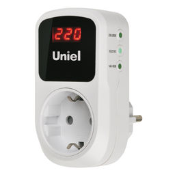 UBR-E35 WHITE Реле напряжения однофазное, 16А, 3500Вт, с заземлением. Белый. TM Uniel