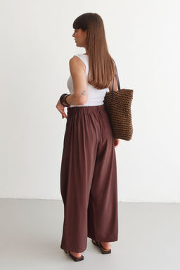Kahverengi Dokuma Genis Paca Kapama Detayl? Pantolon TWOSS26PL00080 - Trendyolmilla фото 4