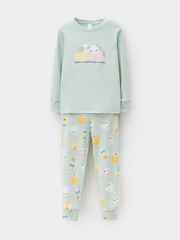 К 1541/дымчатый нефрит,цв.попугайчики пижама дет