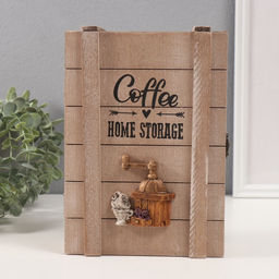 Ключница настенная «Кофемолка», дерево, 6 крючков, 7×17×24.5 см