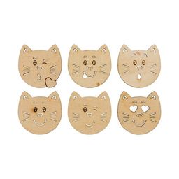 Заготовка для декорирования Mr. Carving ВД-665 Набор Кошачьи мордочки фанера d 4 см х 0.3 см 6 шт