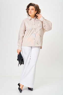 Рубашка Michel Chic 798 полоска бежевая  фото 4