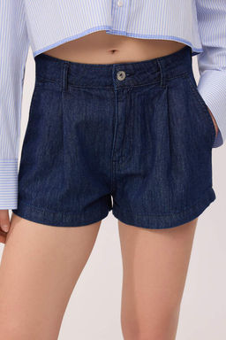 Koyu Mavi MINI Boy Yuksek Bel Denim Sort TWOSS26SR00199 - Trendyolmilla фото 3