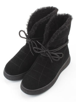 04-PAL271-1Z BLACK Ботинки зимние женские (натуральная замша, 100% шерсть, натуральный мех)