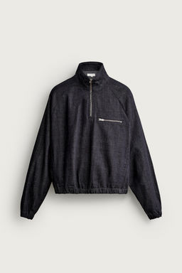 SUDADERA CANGURO DENIM RELAXED FIT / ?ndigo