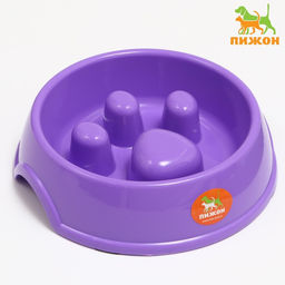 Миска для медленного кормления Лапа, 22,5 х 23 х 6,5см, фиолетовая