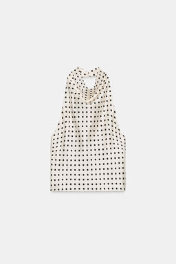 TOP HALTER SATINADO ESTAMPADO ANIMAL / Blanco / Negro