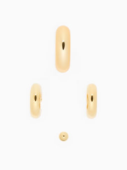 Серьги и кафф QF Бублики трио, набор 4 шт. цвет золото  фото 2