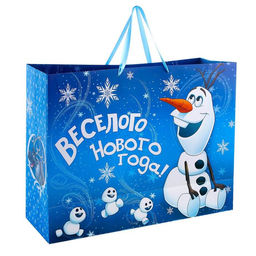 Пакет подарочный новогодний, 61×46×20 см, упаковка, Холодное сердце