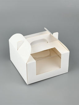 Цена за 5 шт. Коробка для бенто - торта «Белая», 14×14×8 см