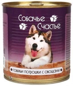 Собачье Счастье ж/б 410 г. Гов. потрошки с Овощами 4607048075791