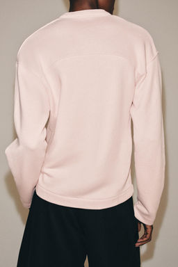 SUDADERA ESCOTE PICO ALGOD?N / Rosa pastel - Zara фото 3