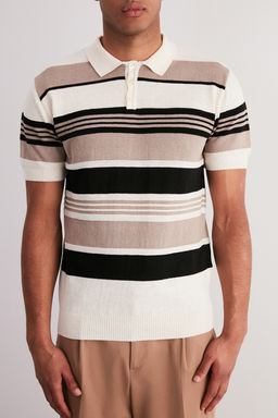 Cok Renkli Regular Fit Cizgili Triko Polo Yaka T-Shirt TMNSS24PO00003 - Trendyolmilla фото 4