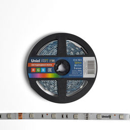 ULS-M22-5050-30LED/m-10mm-IP20-DC12V-7,2W/m-5M-RGB PROFI Гибкая светодиодная лента на самоклеящейся основе. Катушка 5м. в герметичной упаковке. RGB. ТМ Uniel.