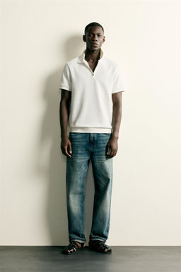 POLO REGULAR FIT CREMALLERA / Blanco roto