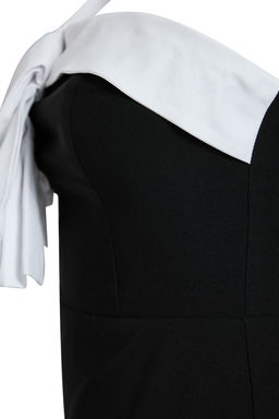 Siyah-Beyaz Fiyonk Detayl? Dokuma Mini Dugun/Nikah S?k Abiye Gece Mezuniyet Elbisesi TPRSS25EL00104 - Trendyolmilla фото 7