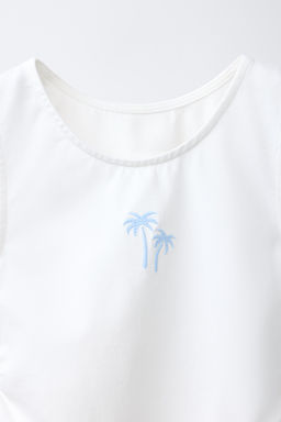 CAMISETA CUT OUT BORDADO / Crudo