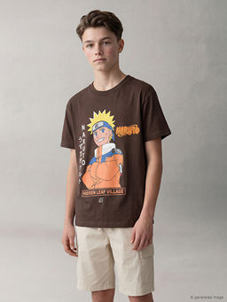 Bisiklet Yaka Naruto Bask?l? Erkek ?ocuk Ti??rt