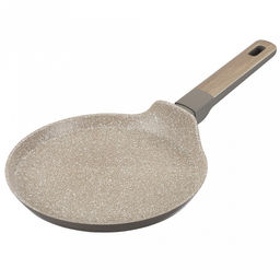 Сковорода блинная с антипригарным покрытием Latte д22см, h1,7см, s2,6мм, дно s3,2мм, литой алюминий, бакелитовая ручка с покрытием soft-touch, капсульное дно, Regent (Китай) Подходит для всех видов плит, включая индукционную.