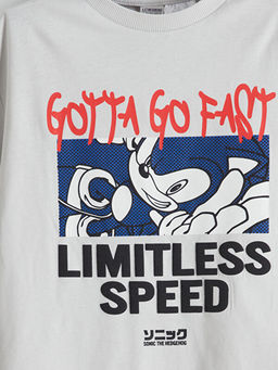 Bisiklet Yaka Sonic Bask?l? Erkek ?ocuk Ti??rt