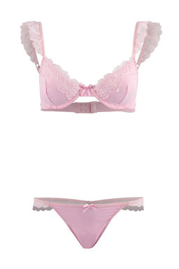 Pembe Saten F?rf?r/Kurdele Detayl? Kaps?z Ic Camas?r? Tak?m? THMSS26CC00011