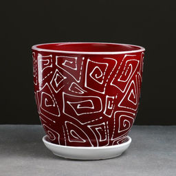 Горшок цветочный Абстракция красная 2,5 л