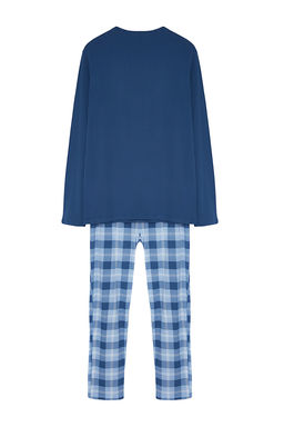 TRENDYOL MAN Mavi Regular Fit Ekose Orme %100 Pamuk Pijama Tak?m? TMNAW24PT00023 - Trendyolmilla фото 11