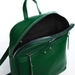 Рюкзак женский из искусственной кожи на молнии, 3 кармана, цвет зелёный - Simaland фото 5